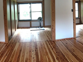 天井高・かさ上げ・畳から無垢の床板へ貼替え・壁の珪藻土塗り01